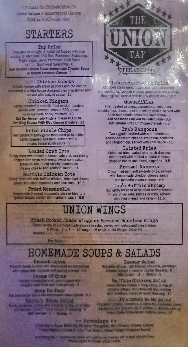 The Union Tap Menu - Image 1