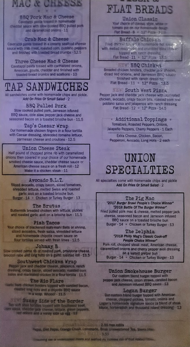 The Union Tap Menu - Image 2